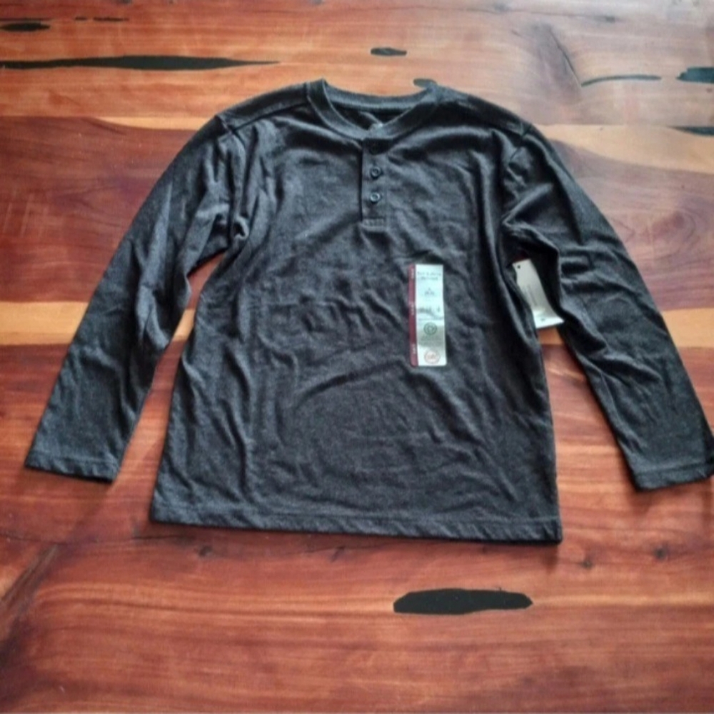 Wonder Nation Black Long Sleeve Henley Tee Boys S(6-7)
